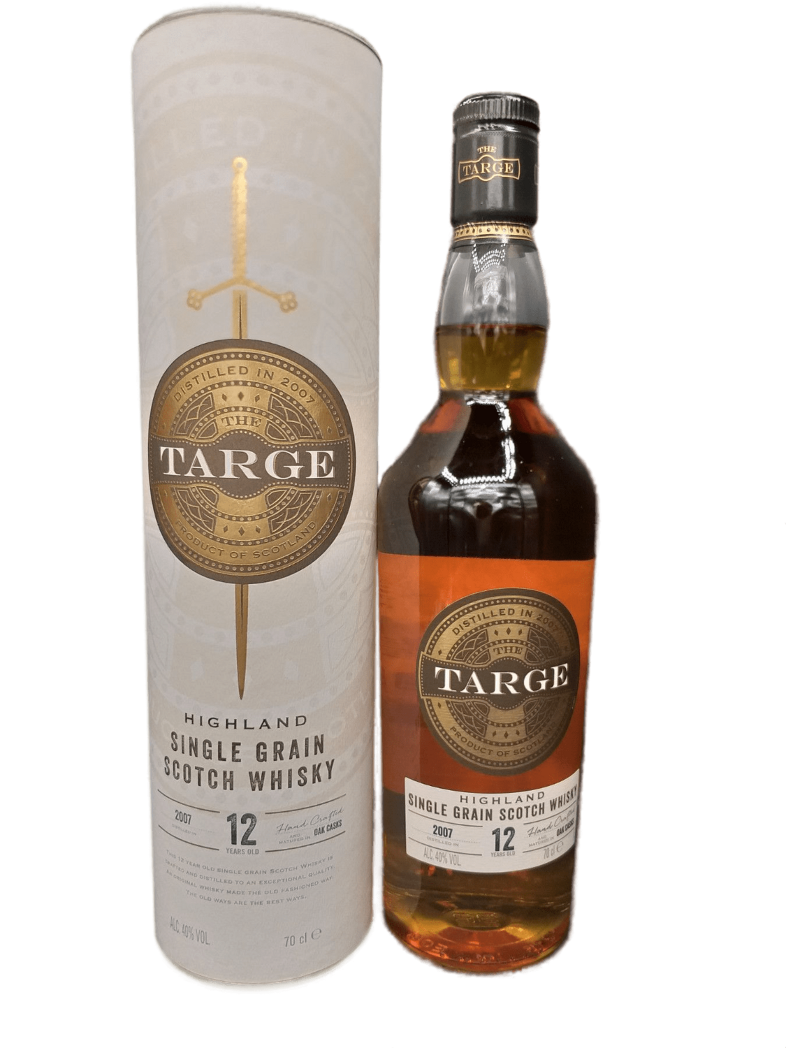 The Targe 12 Years Whisky OVP Distilled 40% Scotch (1x0,7ltr.) Grain Single 2007 VOL. Scotland