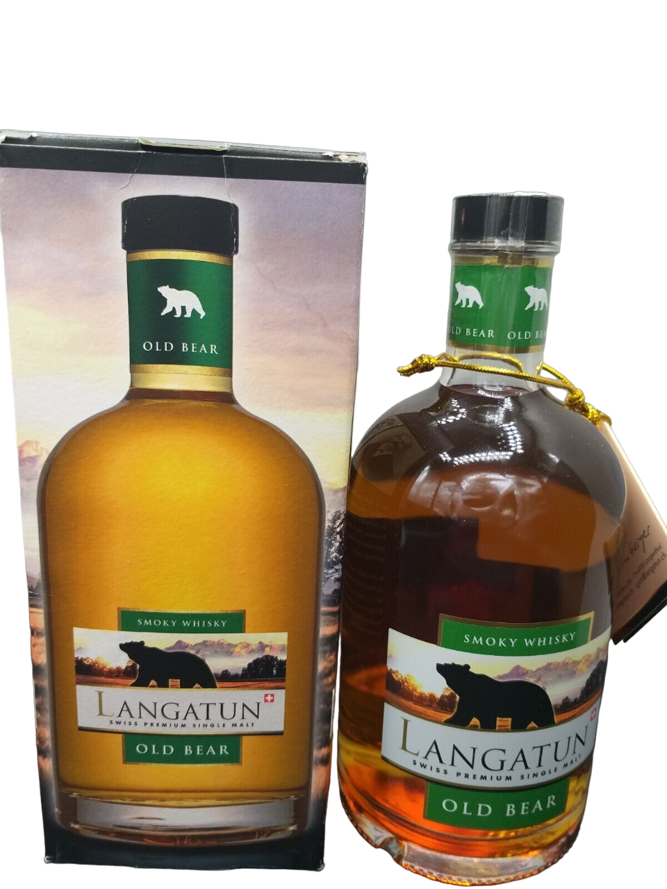 Langatun Old Bear Smoky Swiss Premium Single Malt Whisky 40% VOL. (1x0,5ltr.) OVP