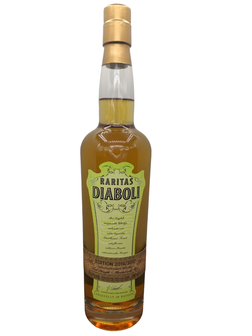 Raritas Diaboli International Whisky 59,3% VOL. Edition 2016/2017 (1x0,7ltr.) 509/2998 Bottles