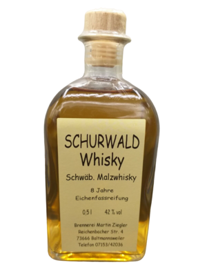 Schurwald 8 Jahre Schwäbischer Malzwhisky 42% VOL. (1x0,5ltr.) Eichenfassreifung