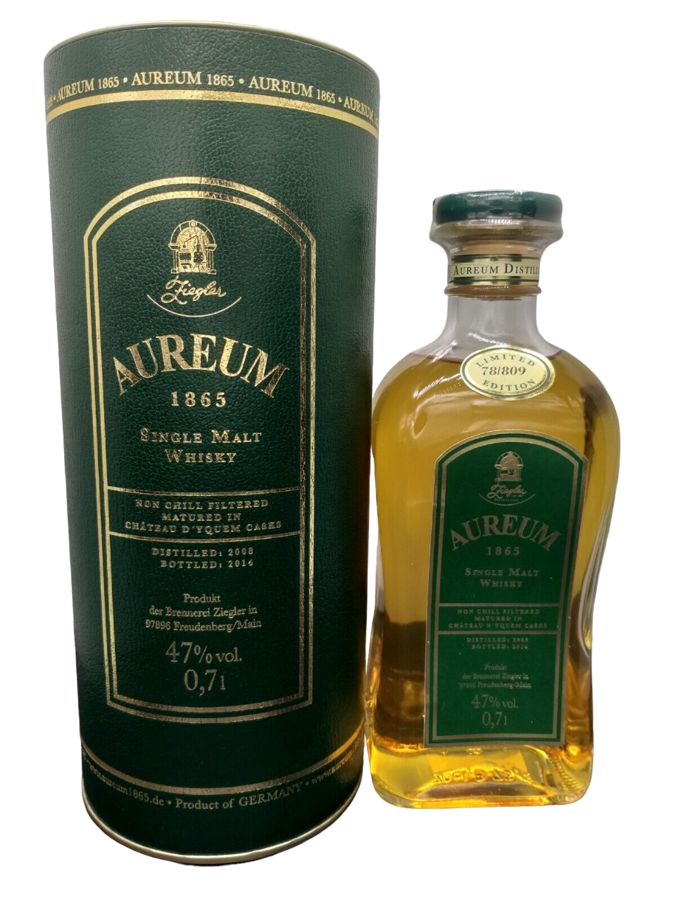 Aureum 2008/2014 Chateau D'Yquem Casks Whisky 47% VOL. Limited Edition 78/809 Flaschen (1x0,7ltr.) OVP