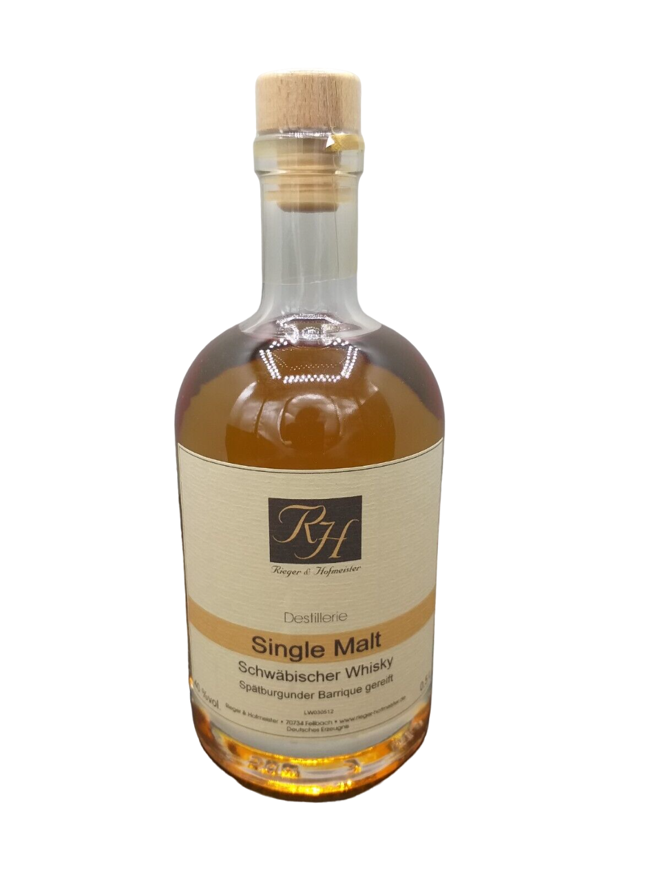 Rieger&Hofmeister Schwäbischer Single Malt Whisky 40% VOL. Spätburgunder Barrique (1x0,5ltr.)