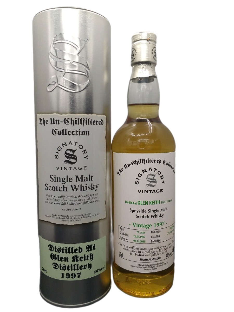 Signatory Vintage 1997 Glen Keith 21 Jahre Speyside Single Malt Scotch Whisky 46% VOL. The Un-Chillfiltered Collection 05/97-12/18 (1x0,7ltr.) Bottle No. 531 OVP