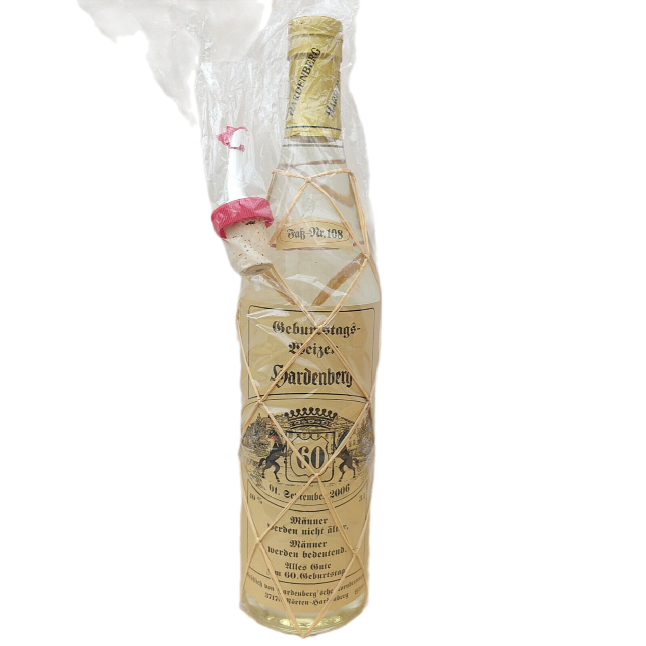 Hardenberg Weizenkorn 40% VOL. 60 Jahre Geburtstagsweizen (1x3,0ltr.) Magnumflasche inkl. Ausgießer