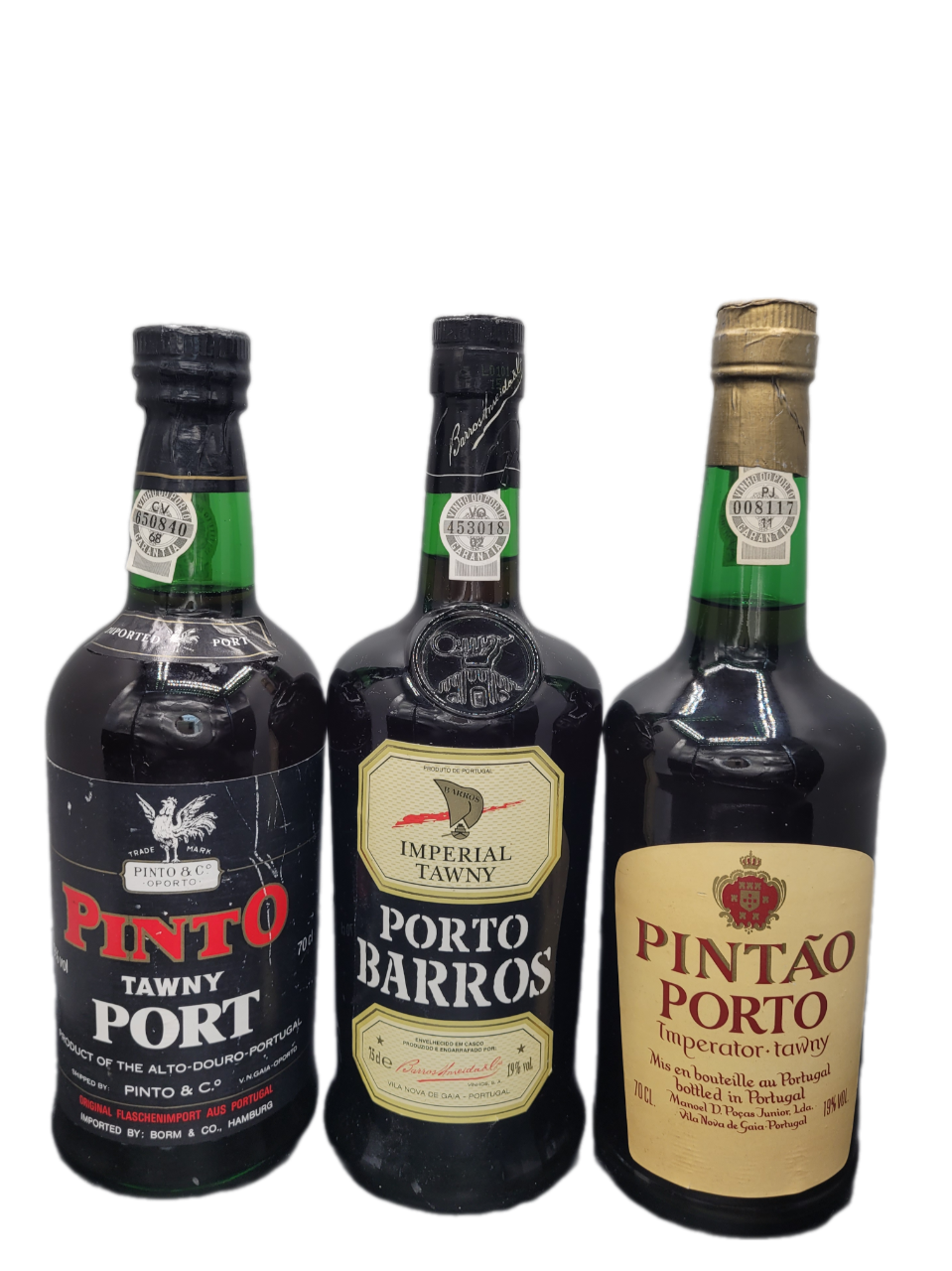 Vinho do Porto: Pinto Tawny Port 19% VOL. (1x0,70ltr.) & Porto Barros 19% VOL. (1x0,75ltr.) & Pintao Port 19% VOL. (1x0,70ltr.) SET