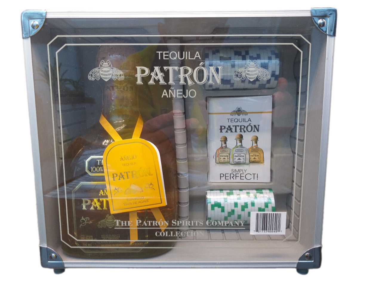 Patron Anejo Tequila 40% VOL. (1x0,75ltr.) mit Poker-Set im Metallkoffer