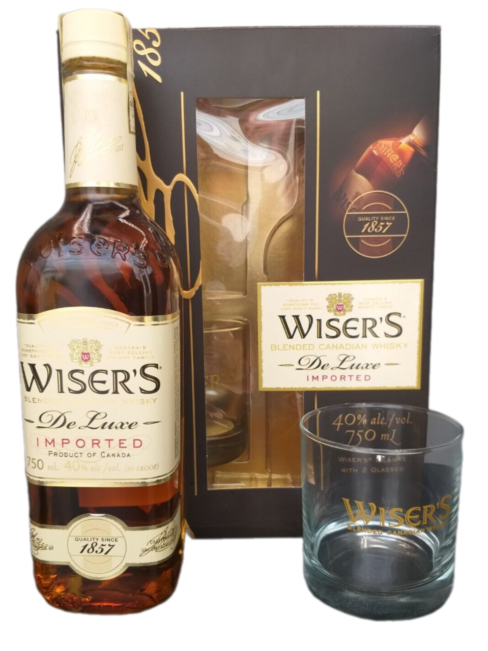 Wiser's De Luxe Blended Canadian Whisky 40% VOL. (1x0,7ltr.) SET inkl. 2 Original-Gläser OVP