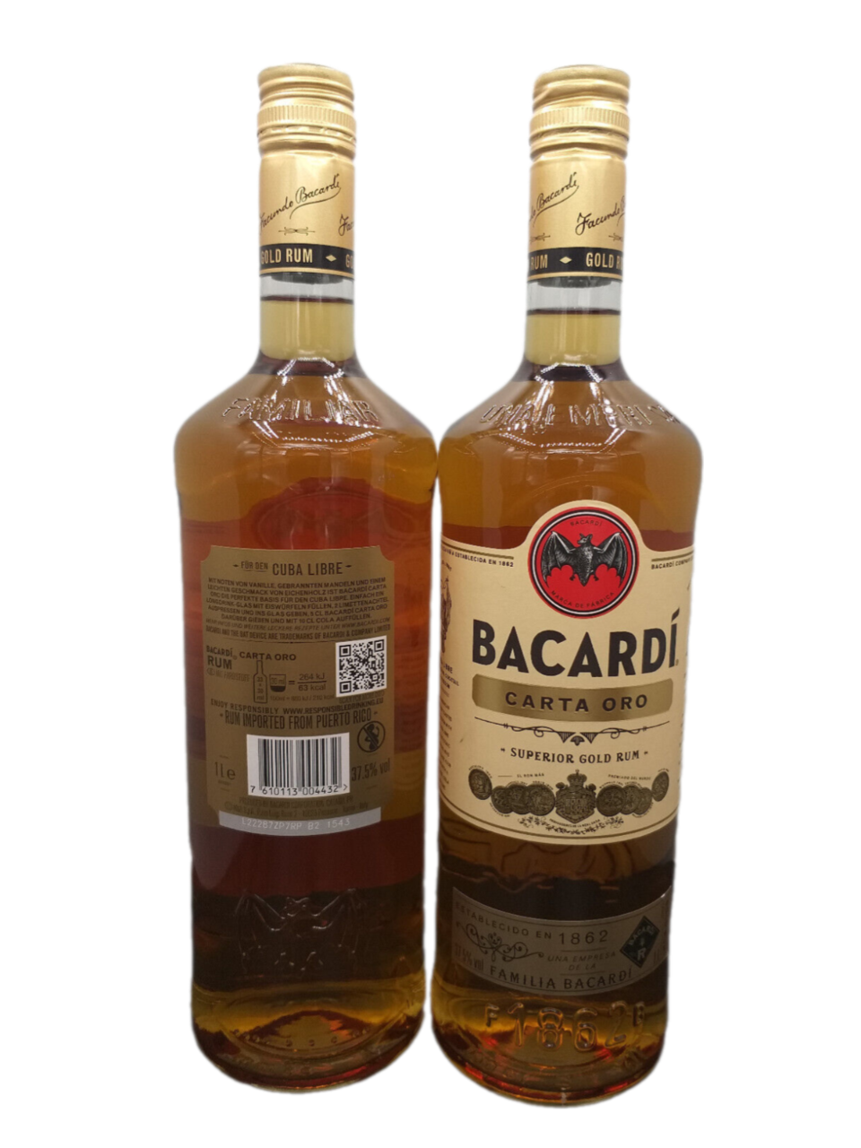 Bacardi Carta Oro Superior Gold Rum 37,5% VOL. (2x1,0ltr.) SET