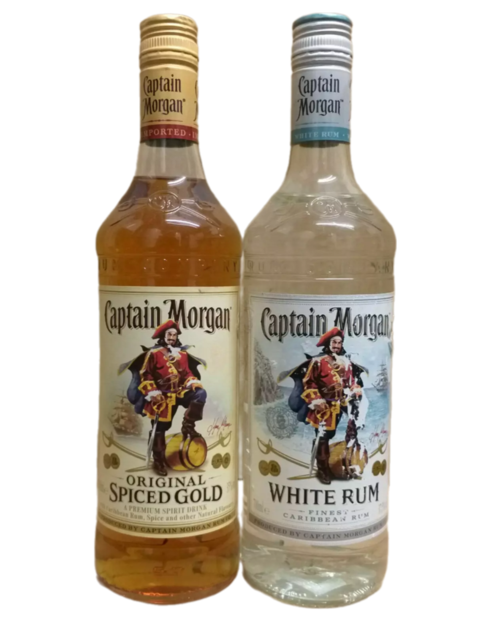 Captain Morgan White Rum 37,5% VOL. & Original Spiced Gold Spirit Drink 35% VOL. (2x0,7ltr.) SET