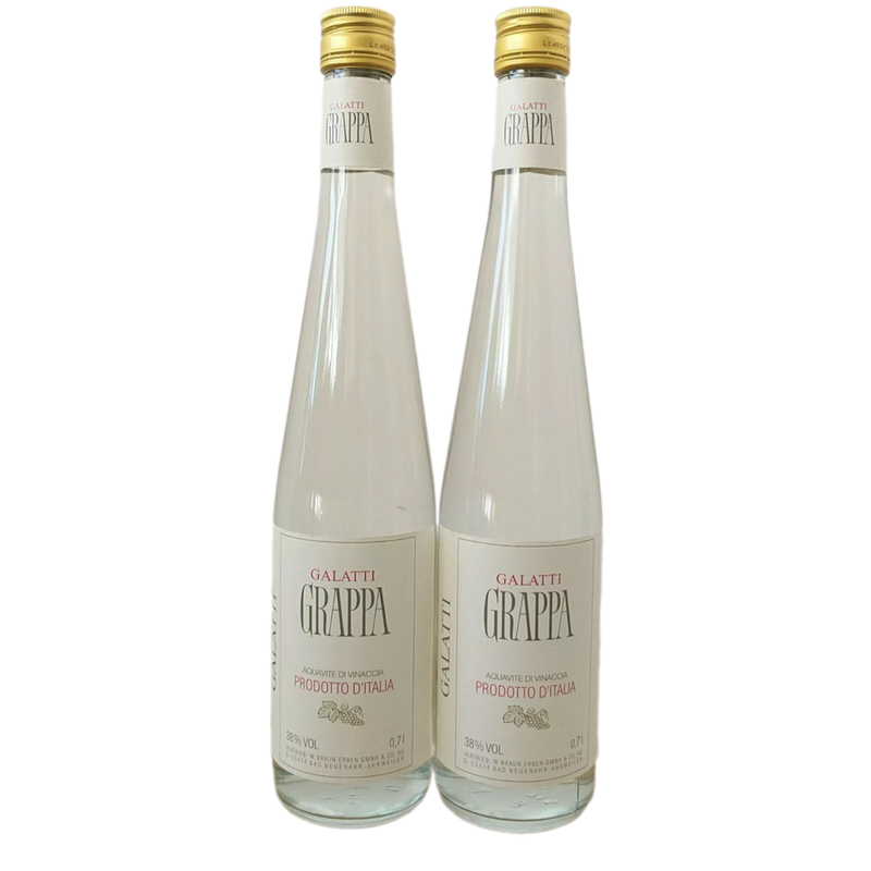 Grappa Galatti Aquavite Di Vinaccia 38% VOL. (2x0,7ltr.) SET