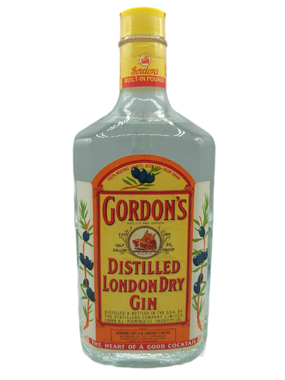 Gordon's London Dry Gin 43% VOL. (1x1,89ltr.) Half Gallon Henkelflasche Original-Steuerbanderole