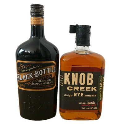 Knob Creek Rye Whiskey Small Batch 50% VOL. & Gordon Graham's Black Bottle Blended Scotch Whisky 40% VOL. (2x0,7ltr.) SET