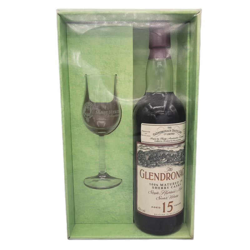 Glendronach 15 Jahre Sherry Casks Single Highland Malt Scotch Whisky 40% VOL. (1x0,7ltr.) inkl. 1 Original Tasting Glas in ungeöffneter Geschenkverpackung