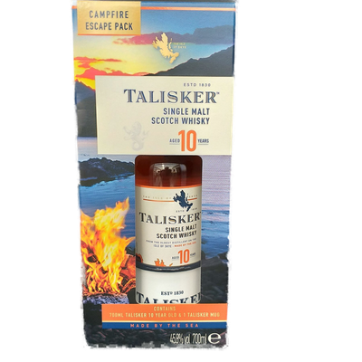 Talisker 10 Jahre Single Malt Scotch Whisky 45,8% VOL. (1x0,7ltr.) Campfire Escape Pack OVP