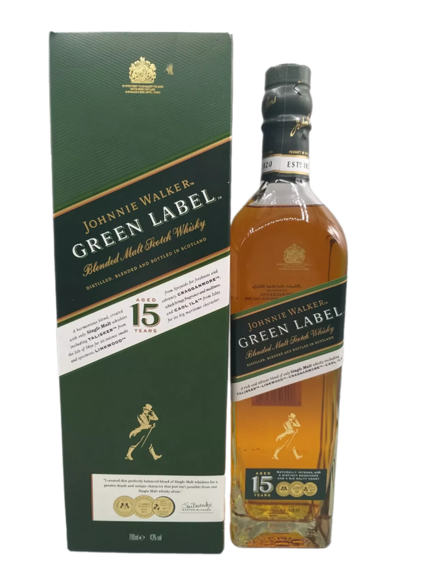Johnnie Walker 15 Jahre Green Label Blended Malt Scotch Whisky 43% VOL. (1x0,7ltr.) OVP
