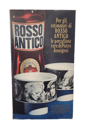 Rosso Antico Aperitivo 22% VOL. (1x1,0ltr.) unversehrte Steuerbanderole inkl. 2 Porzellantassen von Pietro Annigoni in Originalverpackung