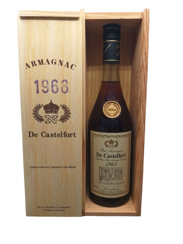 De Castelfort 1968 Armagnac 40% VOL. (1x0,7ltr.) im Holzkasten