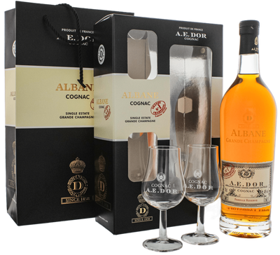 A.E. Dor Albane Grande Champagne Cognac Famille Reserve  No. 1 Frankreich 40% VOL. Limited Edition  (1x0,7ltr.) inkl. 2 Original-Gläser + Giftbox