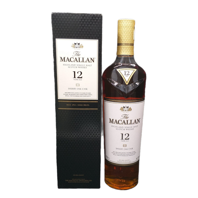 The Macallan 12 Jahre Sherry Oak Cask Single Malt Whisky 40% VOL. (1x0,7ltr.) OVP