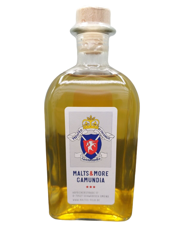 Malts&More Gamundia 3 years Calvados Germany 2015-2018 43% VOL. (1x0,5ltr.) Note: Bottle no. may vary!!!! See description Malts&More Gamundia 3 years Calvados Germany 2015-2018 43% VOL. (1x0,5ltr.) Note: Bottle no. may vary!!!! See description