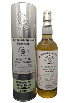 Signatory Vintage 1997 Glen Keith 21 Jahre Speyside Single Malt Scotch Whisky 46% VOL. The Un-Chillfiltered Collection 05/97-12/18 (1x0,7ltr.) Bottle No. 531 OVP Signatory Vintage 1997 Glen Keith 21 Jahre Speyside Single Malt Scotch Whisky 46% VOL. The Un-Chillfiltered Collection 05/97-12/18 (1x0,7ltr.) Bottle No. 531 OVP