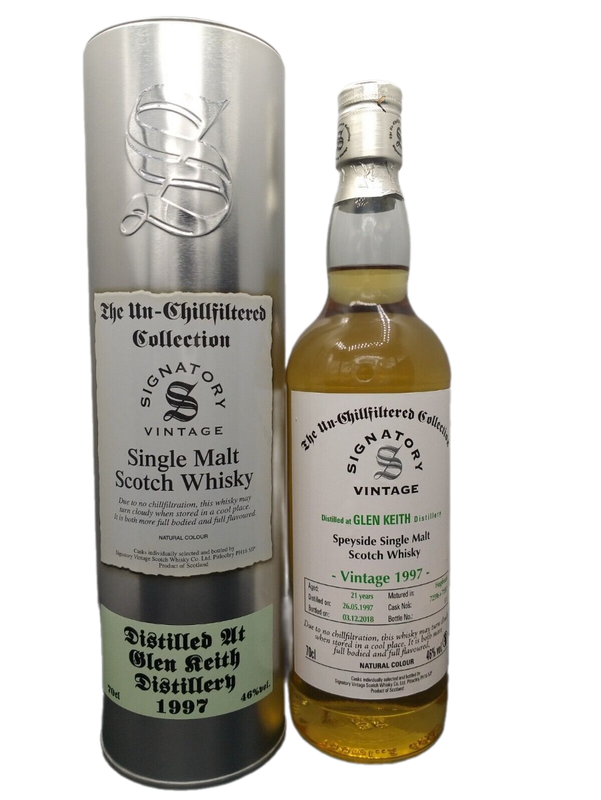Signatory Vintage 1997 Glen Keith 21 Jahre Speyside Single Malt Scotch Whisky 46% VOL. The Un-Chillfiltered Collection 05/97-12/18 (1x0,7ltr.) Bottle No. 531 OVP