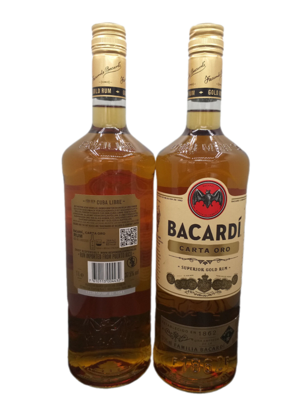 Bacardi Carta Oro Superior Gold Rum 37,5% VOL. (2x1,0ltr.) SET