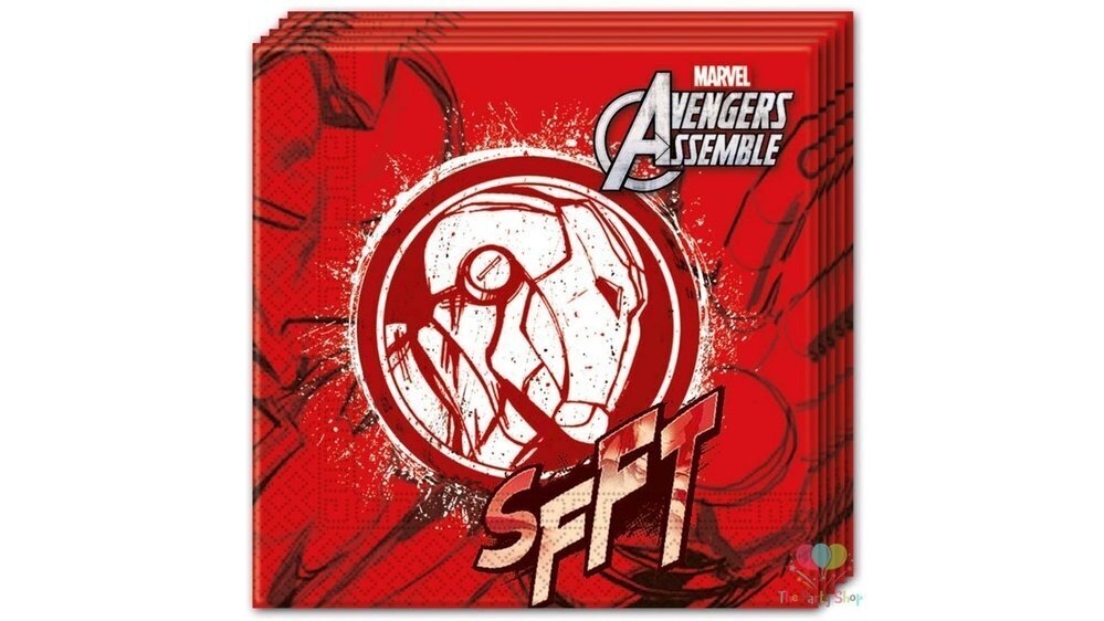 Pack de 20 servilletas de papel para fiestas de cumpleaños,  Avengers - Ironman