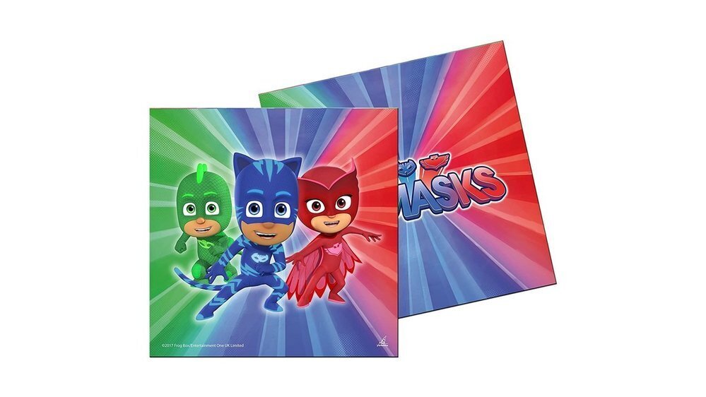 Pack de 20 servilletas de papel para fiestas de cumpleaños, doble hoja, diseño pj masks