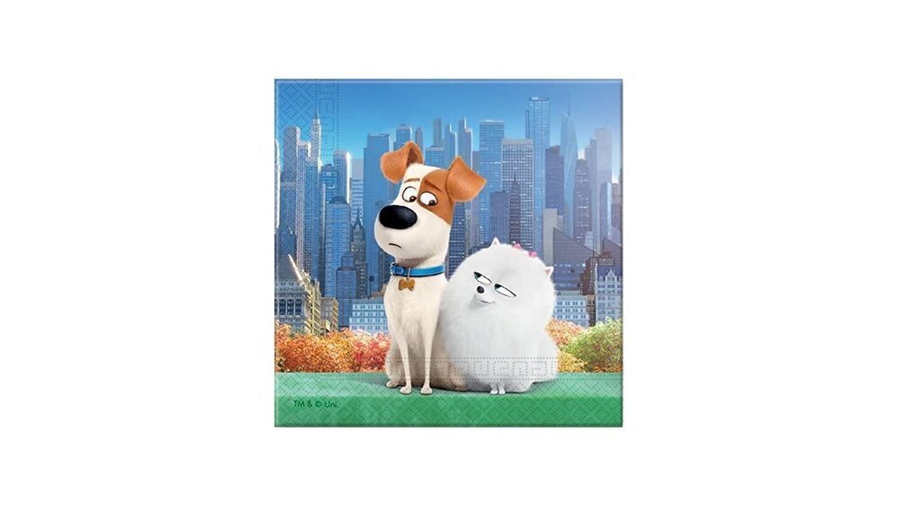 Pack de 20 servilletas de papel para fiestas de cumpleaños,  Mascotas, Secret life of Pets
