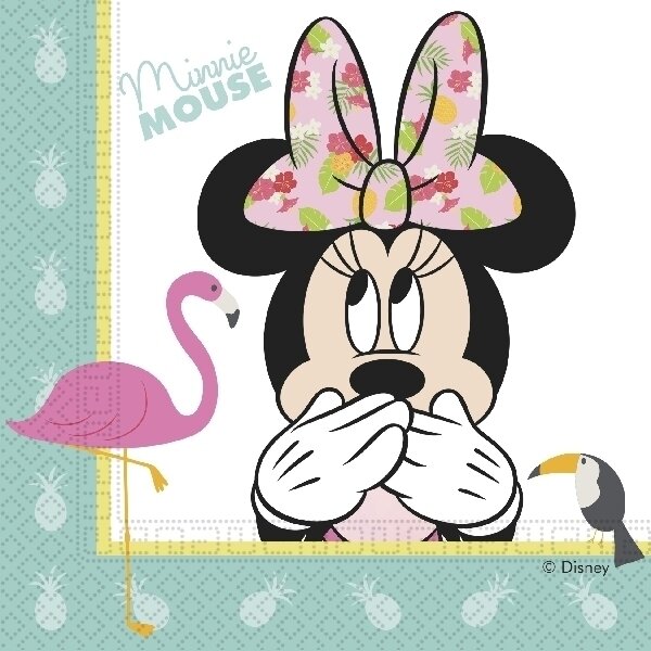 Pack de 20 servilletas de papel para fiestas de cumpleaños, doble hoja,minnie tropical