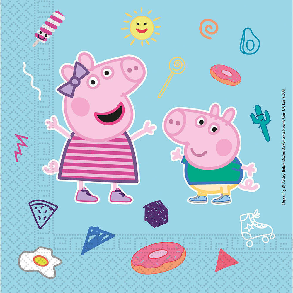 Pack de 20 servilletas de papel para fiestas de cumpleaños, doble hoja, Peppa pig