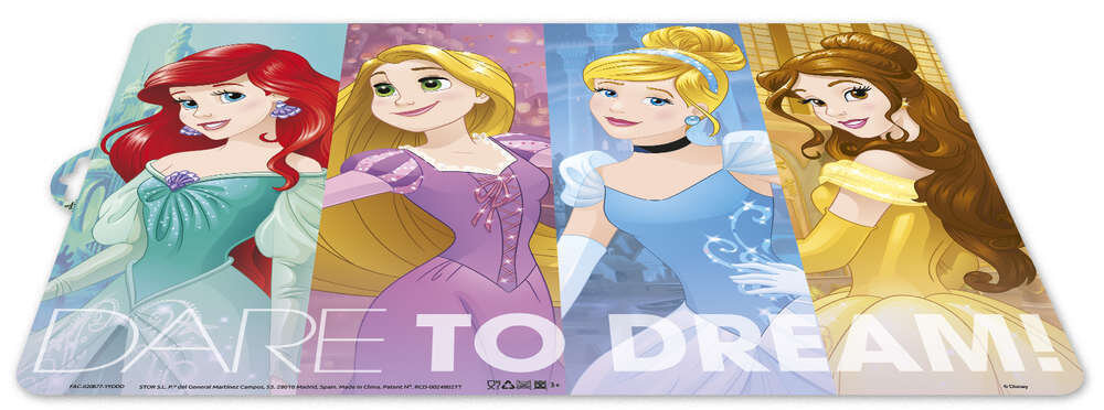 10 manteles individuales Disney Princesas Adventure, ideal para proteger la mesa