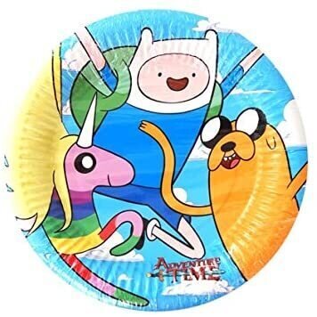 Pack 8 platos de cartón para fiesta, 18cms Hora de aventuras, ideal fiestas de cumpleaños