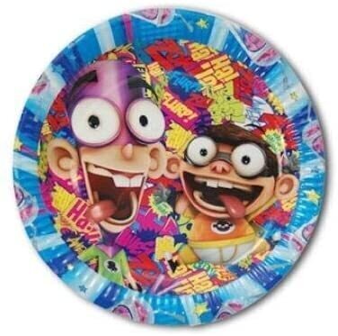Pack 8 platos de cartón para fiesta, 23cm Fanboy y chum chum, ideal fiestas de cumpleaños