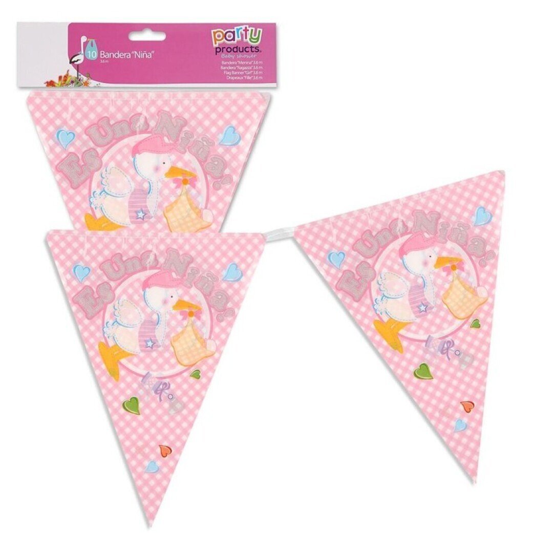 Banderines con diseño "Es una Niña"  lineal de 3,60 M Ideal para decorar fiestas de bienvenida del bebé, Baby shower