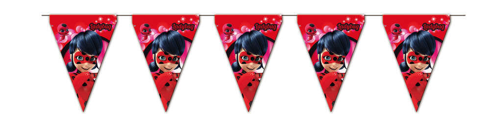 Banderines de la licencia oficial de Lady Bug, longitud 3mt, cada banderin 20x30cm, unidos por una cuerda