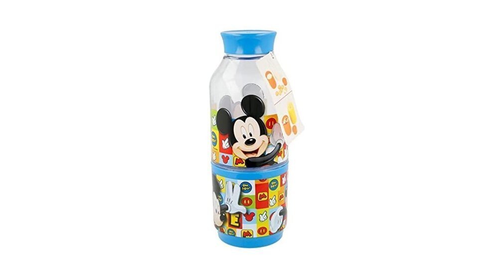 Botella Snack de la licencia oficial de disney Mickey Mouse, producto de tritan, capacidad de la botella 300ml, compartimento para snack 175ml