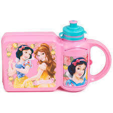 Combo tartera y botella extraible licencia oficial de disney princesas, portameriendas