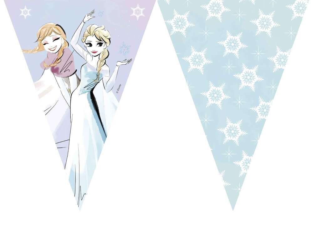 lineal de banderines, 9 banderines cada lineal Frozen Sparkle Disney, longitud 2,3mt