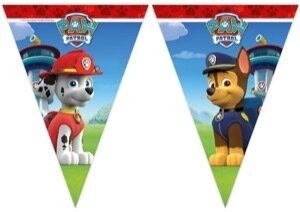 lineal de 9 banderines de la licencia oficial Patrulla canina, producto de plastico, longitud 2,3mt