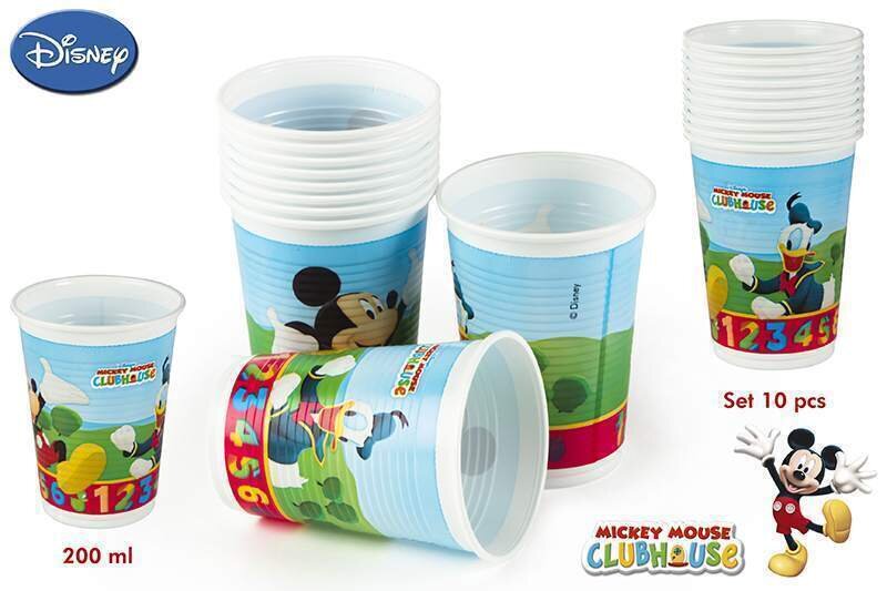 Pack de 10 vasos de plastico para fiestas, puede reutilizarse, 200ml mickey  numeros