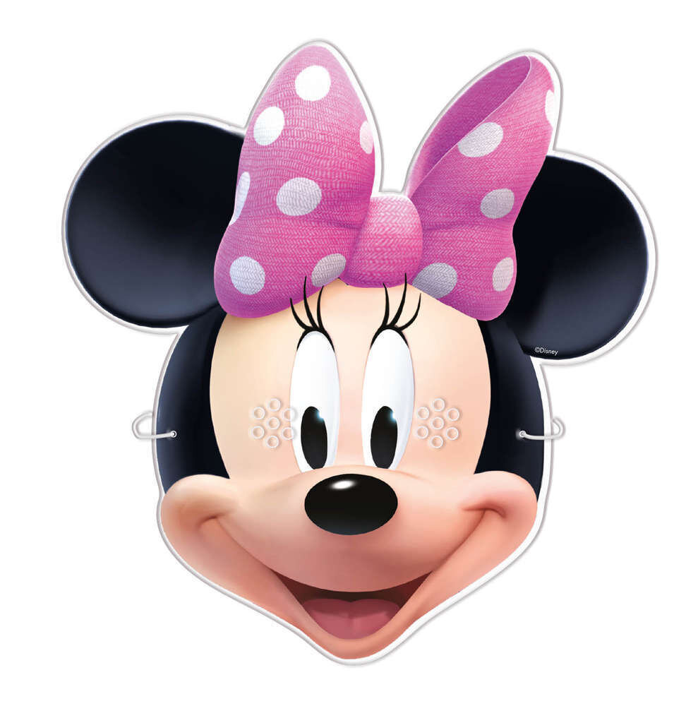 Pack 6 caretas Minnie Pink, producto de cartón con bandas elasticas