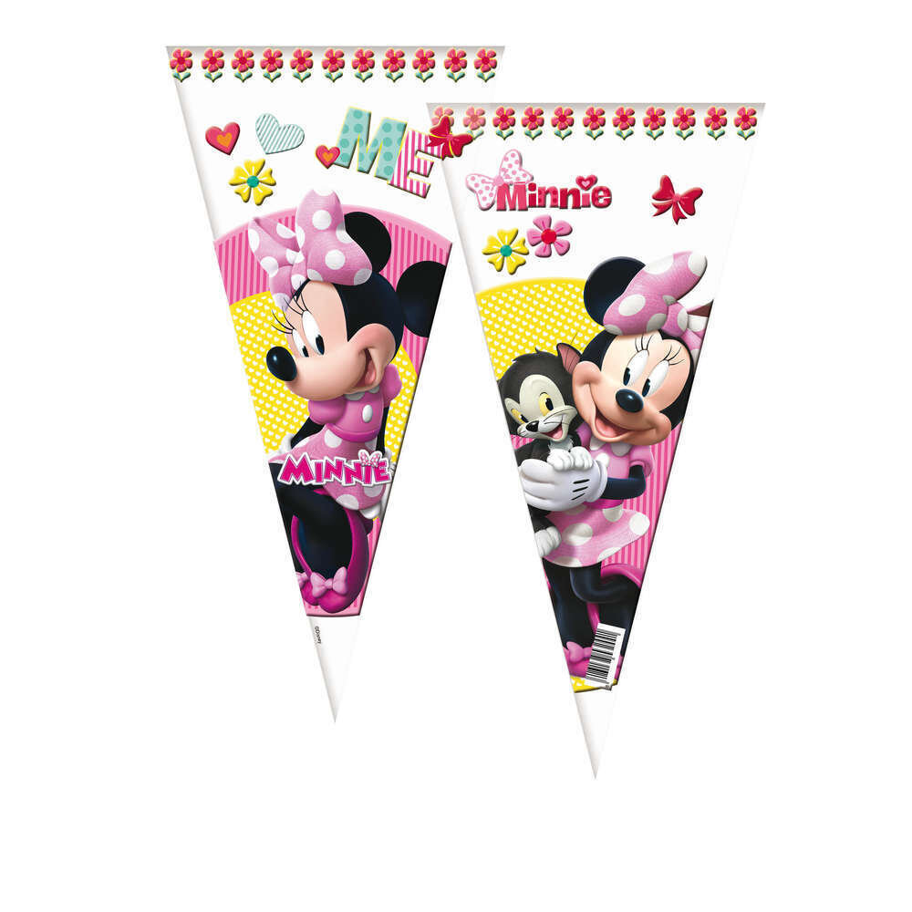 Pack 6 conos de la licencia oficial disney Minnie Mouse, producto de plastico, dimensiones 20x40 cms