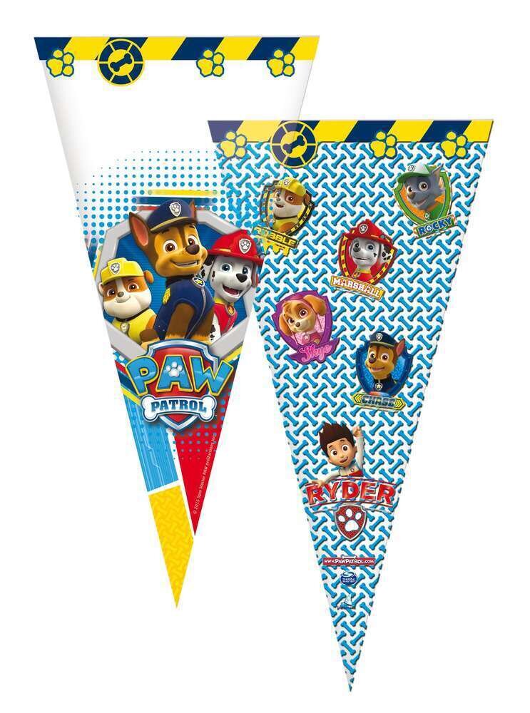 Pack 6 conos de la licencia oficial Patrulla Canina, producto de plastico, dimensiones 20x40 cms