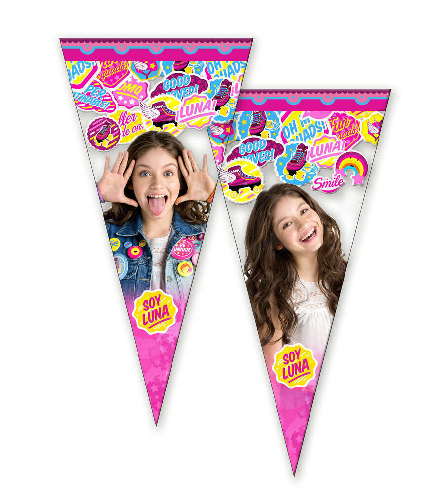 Pack 6 conos de la licencia oficial disney Soy Luna, producto de plastico, dimensiones 20x40 cms