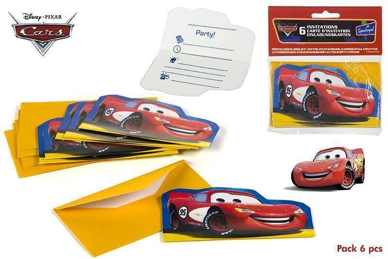 pack 6 invitaciones disney cars