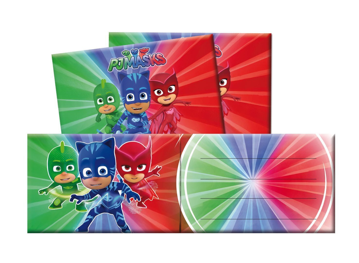 pack 6 invitaciones pj masks