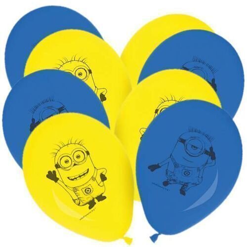 paquete 8 globos minions, ideales para decorar fiestas de cumpleaños