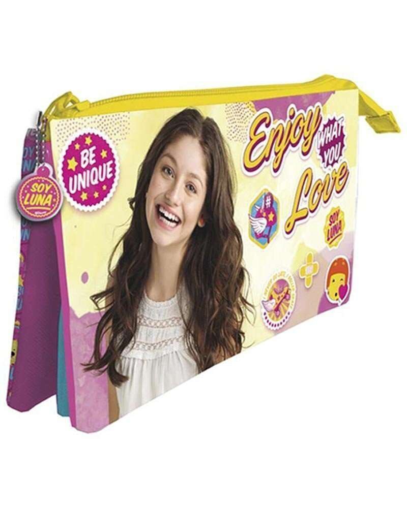 Portatodo triple licencia Disney soy luna, amarillo, para llevar al cole